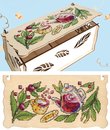 Шкатулка для чая. Ягодное чаепитие (9*23*11 см) (деревянная основа)